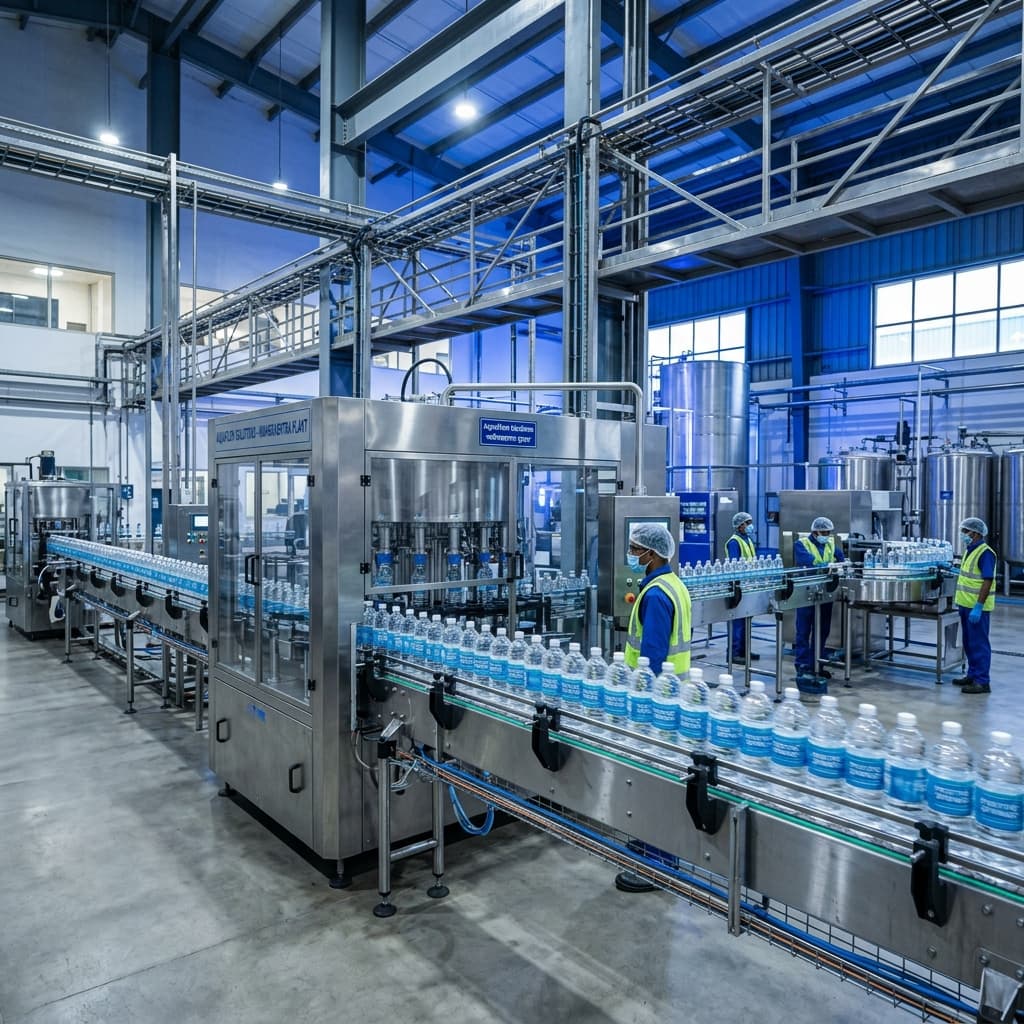 Arushas Beverage manufacturing facility — touchless automated bottling